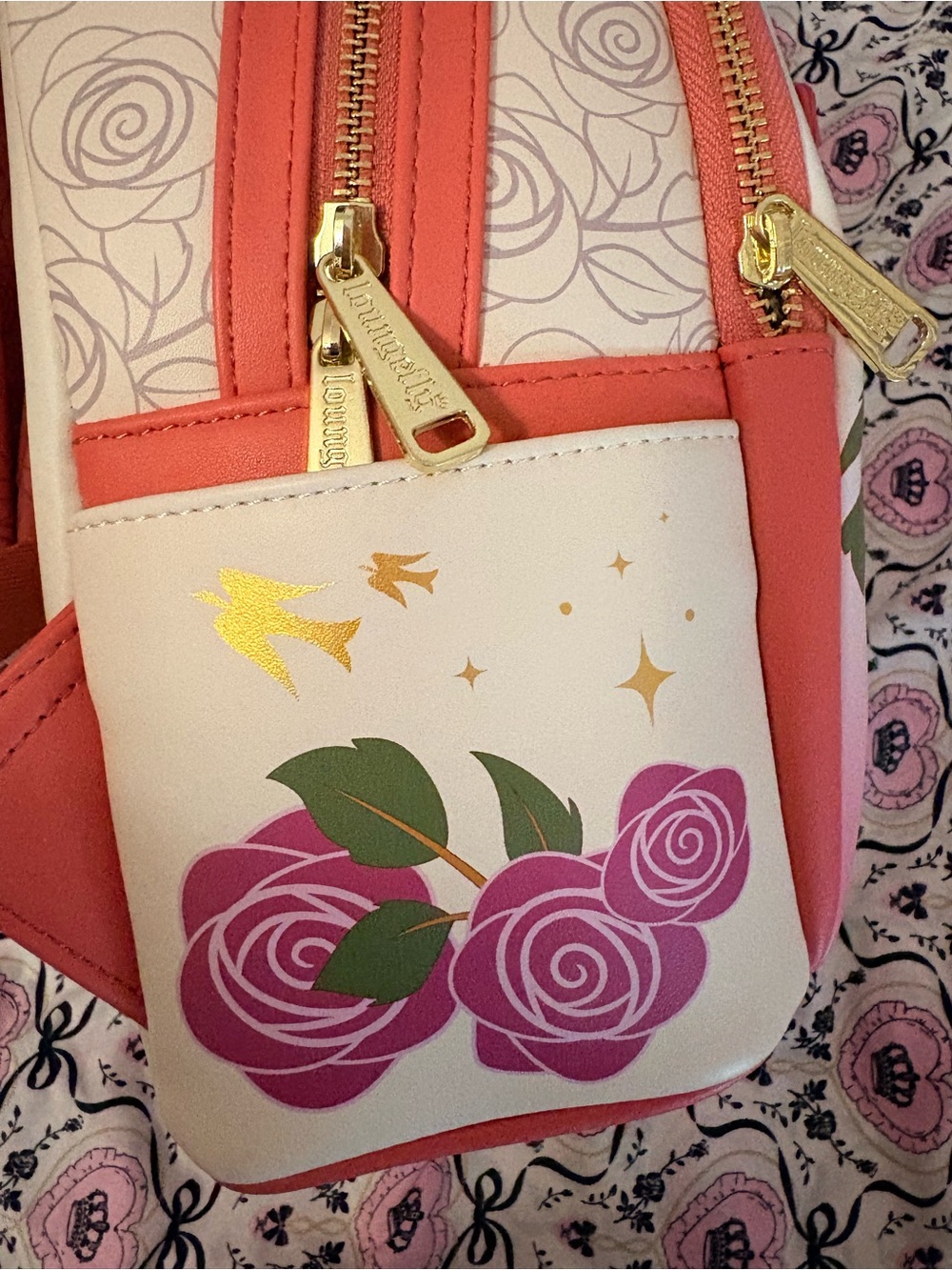 Loungefly Disney Sleeping Beauty Aurora Floral Magnetic Door Mini Backpack - Picture 4 of 4